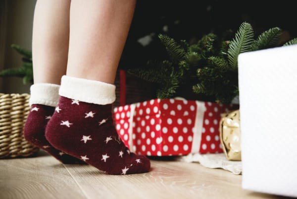 red christmas socks with stars
