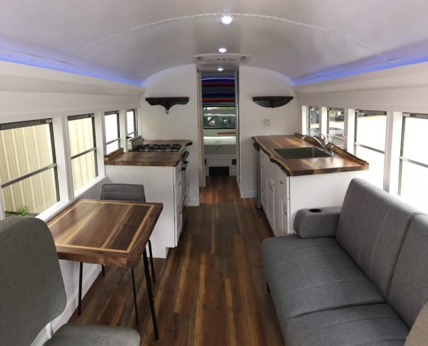 skoolie kitchen space