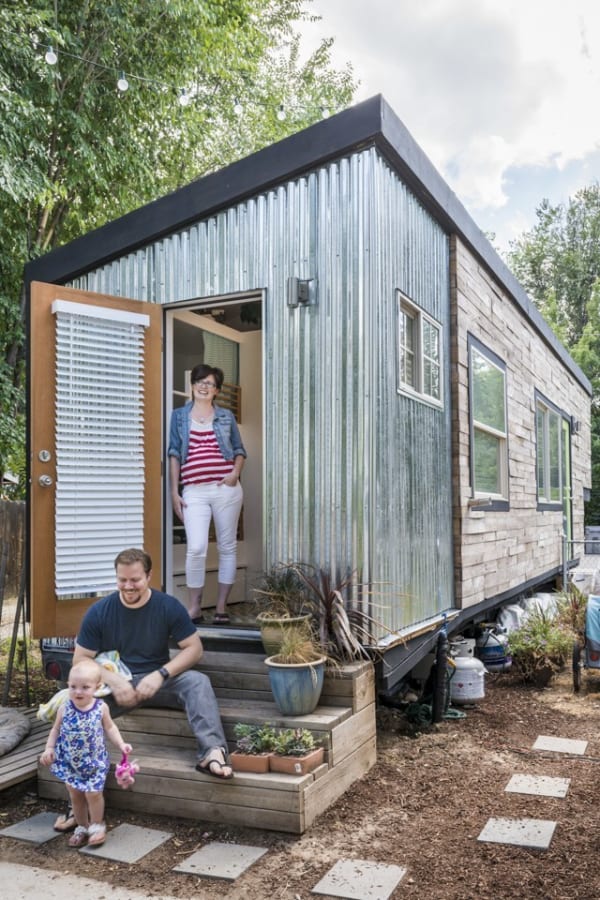 macy miller tiny home exterior family