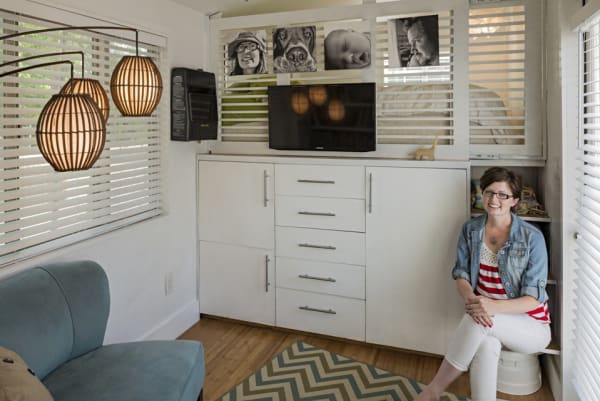macy miller tiny home living room