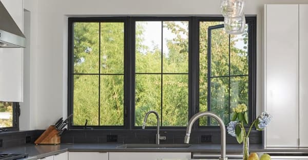 black window in kitchen by milgard