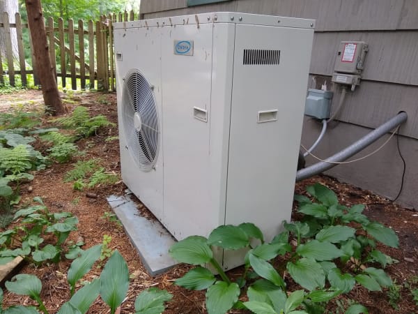 outside heating cooling unit