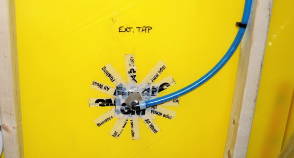 Sealing around the pipe exit in the foundation wall of super home