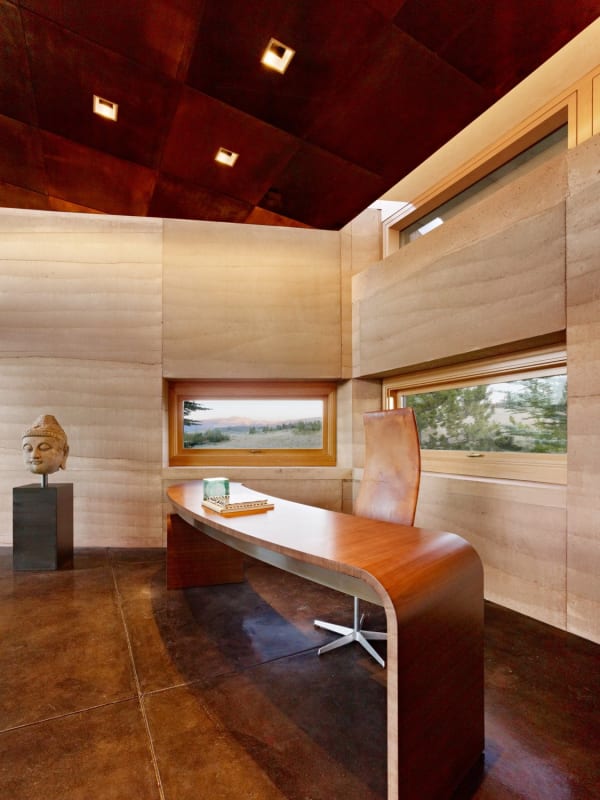 rammed earth wyoming office desk