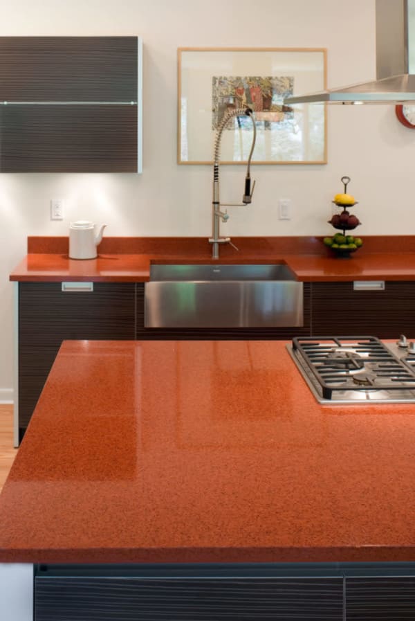 red countertop