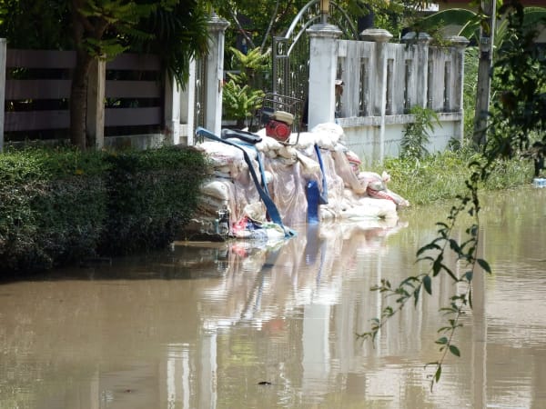 sandbags blocking flooding