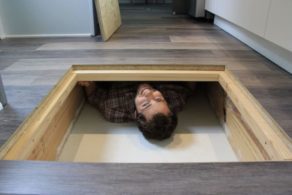 tiny house under floor storage