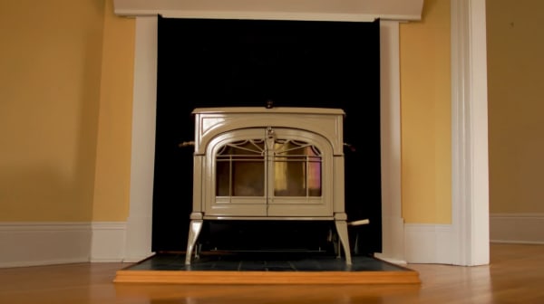wood fireplace