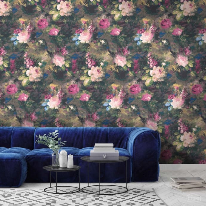 Ava Marika Electric Woodchip and Magnolia Wallpaper