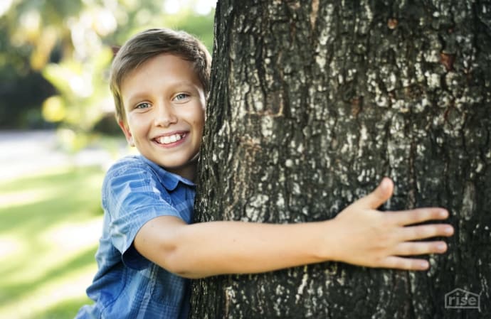 Boy Hugging Tree