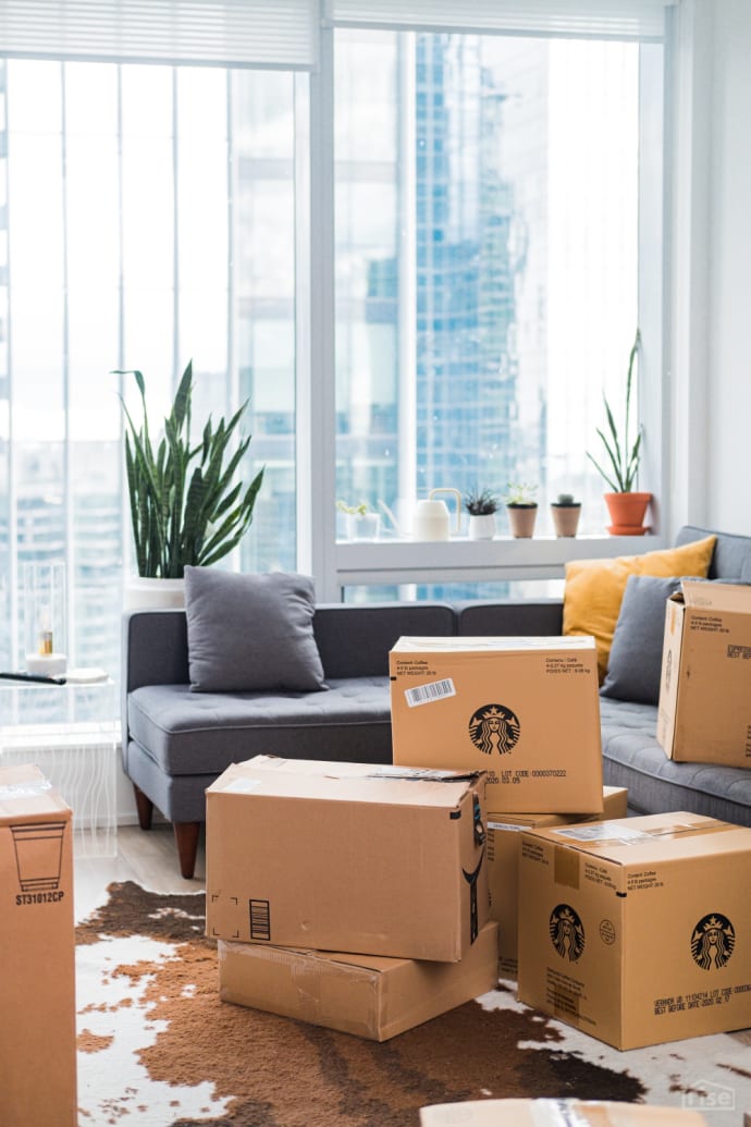 Delivered Boxes Living Room