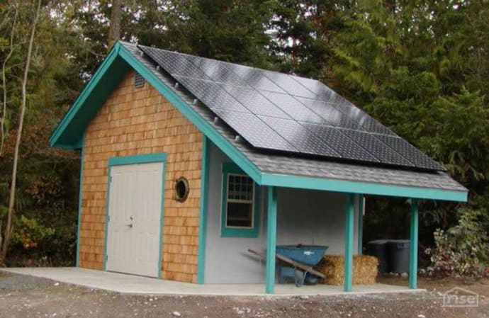 Shed with solar panels energy sage