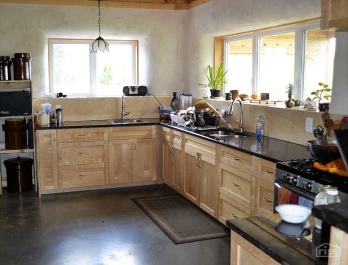 strawbale house kitchen