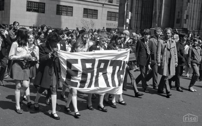 Students March on the First Earth Day in 1970