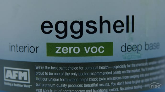 Label close-up of AFM Safecoat's Zero-VOC Interior Paint