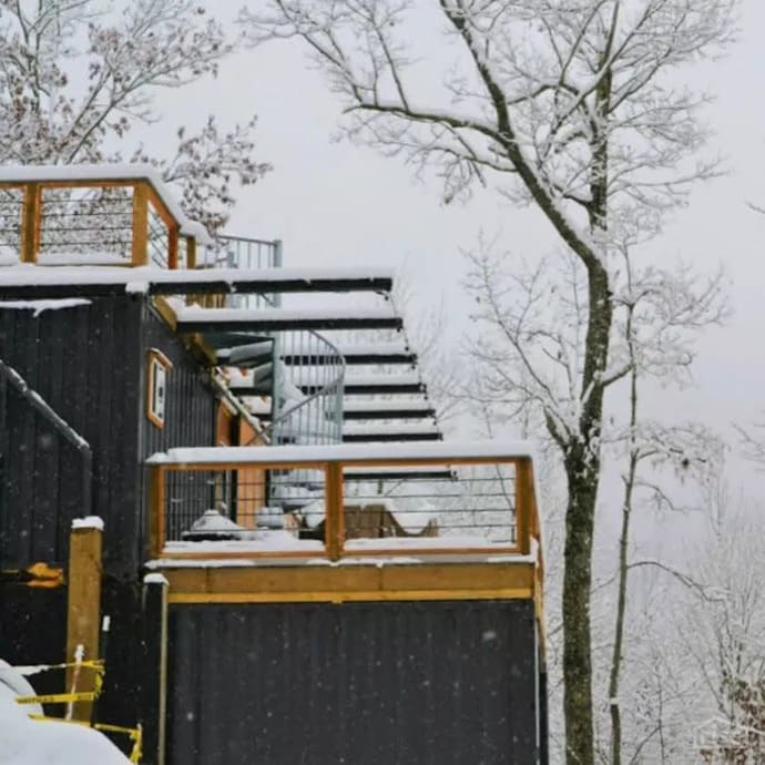 appalachian container cabin side snow