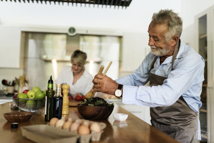 chopping in the kitchen