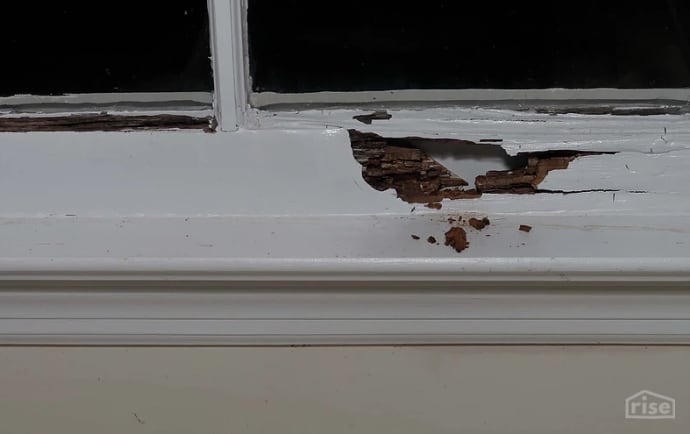 cracked wood window frame