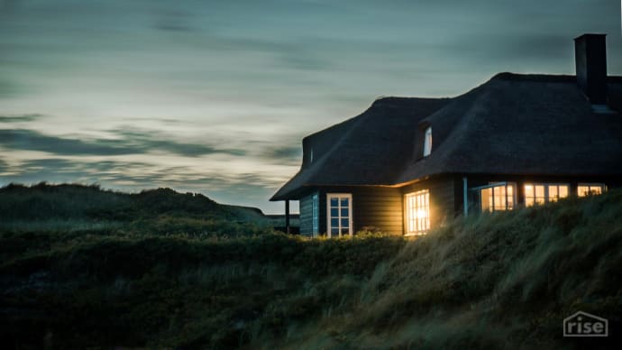 gray house at dusk