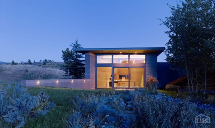 rammed earth wyoming exterior night