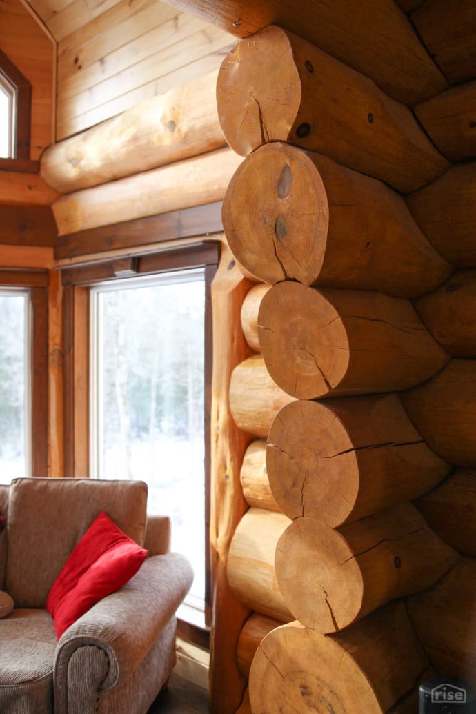 log home with windows