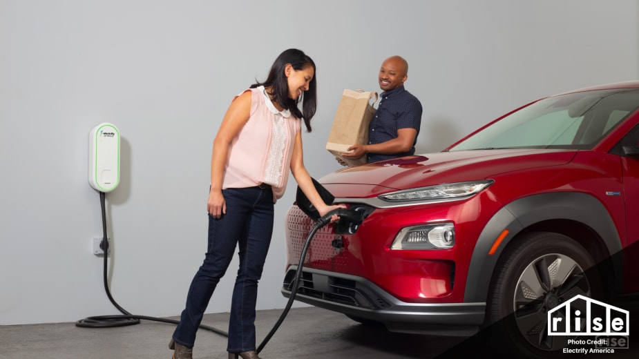 Solar car charging station for home outlet
