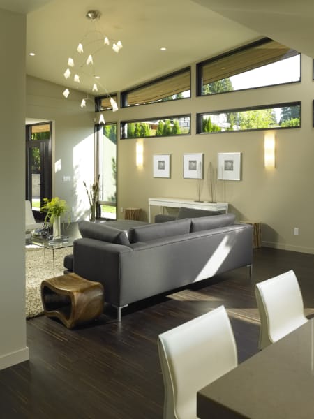 Rise | Living Room with Fixed Window by My House Design/Build Team Ltd.