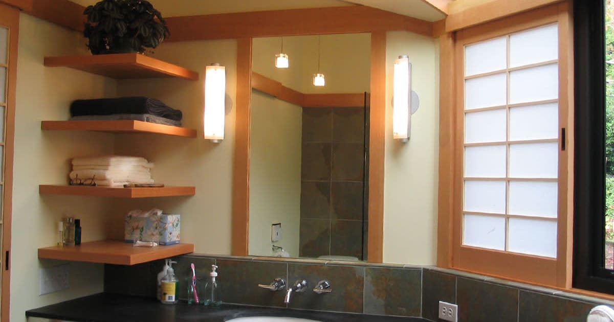Rise | Japanese bathroom sink with shoji screens with Fixed Window by ...