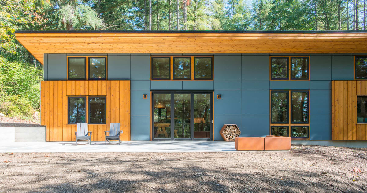 Rise ModCab Vashon Home with Shiplap Wood Siding with Shiplap Wood