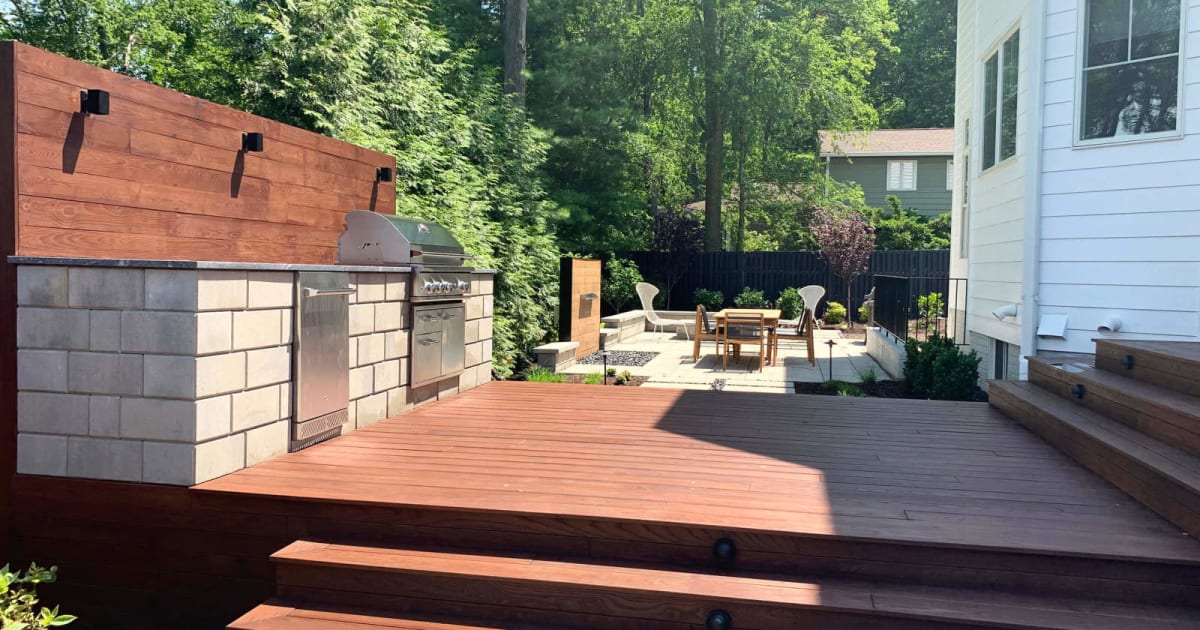 Rise Thermally Modified Wood Deck With BBQ with Thermally Modified